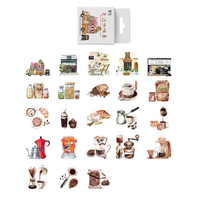 Conjunto de 46 Adesivos Vintage para Café - Ideal para Arte Journaling, Colagem e Customização de Cadernos e Álbum de Artesanato