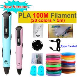 Caneta de impressão 3D com tela LCD para crianças, 1,75mm, ABS, PLA, 0,7mm de diâmetro, DIY, desenho caneta, Natal, presentes de aniversário, novo - Image 1