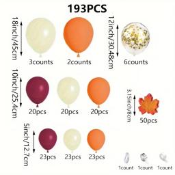 Festas temáticas de outono decoradas com balões, Maple Leaf Decorações para danças, Coquetéis e Ação de Graças, 193pcs - Image 4