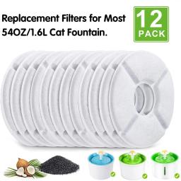 Fonte de água com filtro de carvão ativado para animais, distribuidor de água para gato e cachorro, 1.6L, 12pcs - Image 1