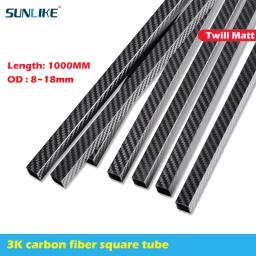 1pcs 3k tubo quadrado de fibra carbono completo comprimento 1000mm od 8 10 12 14 15 16 17 18mm sarja superfície matte - Image 1
