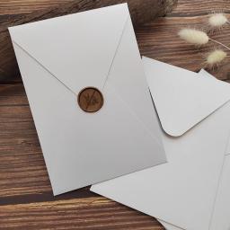 Envelope de convite vertical elegante, V-Flap, pérola grossa e papel fosco, cor personalizada, selo de cera, logotipo personalizado, 50x - Image 1