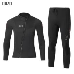 Terno de mergulho neoprene para homens e mulheres, jaqueta profissional, roupas de mergulho, calças, zip frontal, 3mm - Image 1