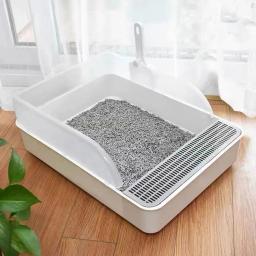 Capa removível gato areia caixa de areia gatos toalete suprimentos para animais de estimação tampa maca de gato alto-lados design pet caixa de areia suprimentos para animais de estimação gatinho - Image 2