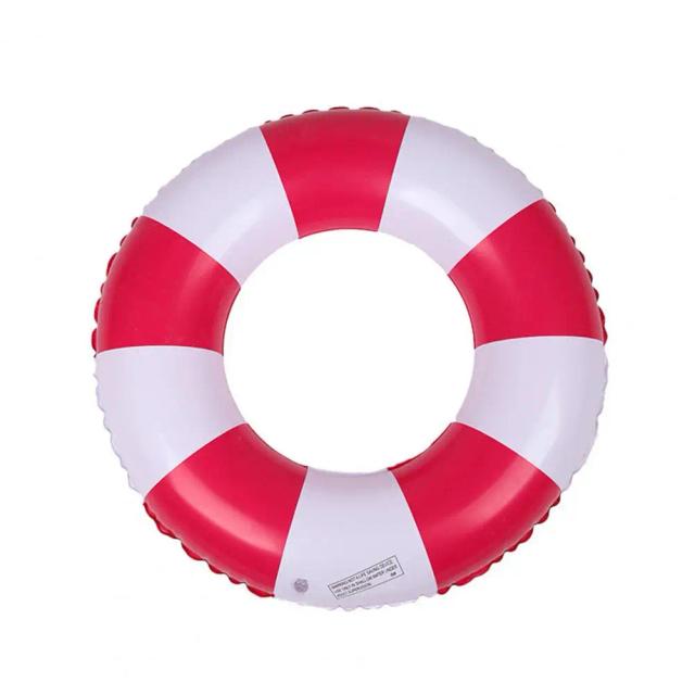 Anel de Natação Inflável Colorido para Crianças com Padrão Listrado e Flutuadores Reforçados para Diversão na Piscina