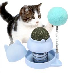 Catnip Rotatable Lambendo Bolas, Comestível e Saudável com Bola de Primavera, Gatos Brinquedos, Limpeza dos Dentes, Parede - Image 2