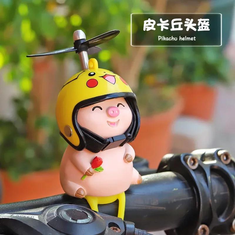 Decoração do guidão da motocicleta, Bicicleta elétrica, Bonito Panda Cartoon com capacete, Airscrew ornamentos, Acessórios de equipamento de equitação - Image 1