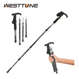 Outdoor Folding Trekking Pole, bengala portátil, caminhadas telescópica, leve, escalada de acampamento, 4 seções - Image 1