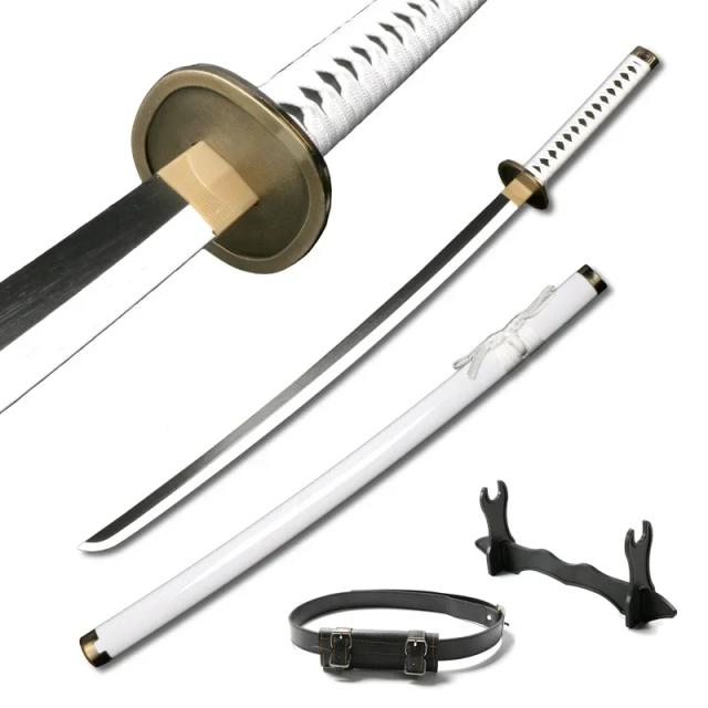 Espada Cosplay Handmade de Anime Japonês Roronoa Zoro - Katanas Shusui, Enma e Kitetsu com Suporte e Cinto, 104cm, 3 peças