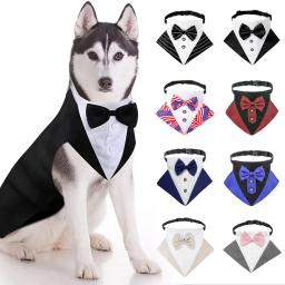 Smoking bandana formal para cães com gravata borboleta, roupa de casamento, acessórios de vestir, traje de cachorro, lenço de cavalheiro - Image 1