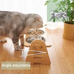 Tigelas de cachorro de bambu ajustáveis com suporte, comida para gato e água, alimentador de coelho para animais pequenos e médios - Image 3