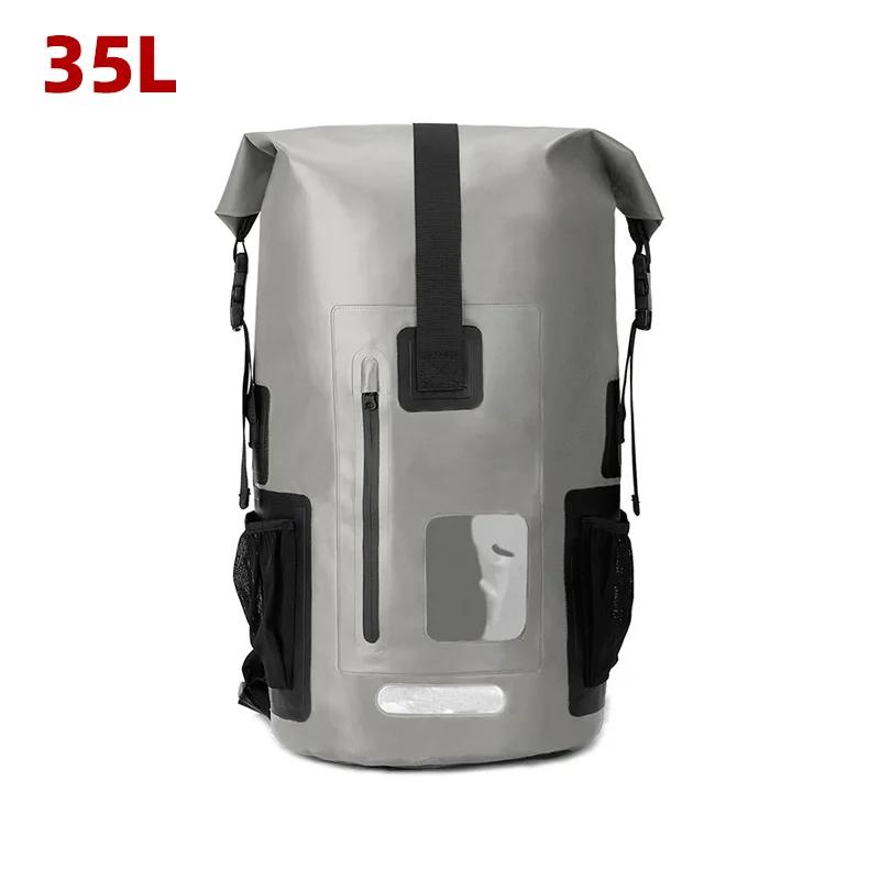 PVC impermeável saco seco para esportes ao ar livre, mochila leve para escalada, natação, canoagem, caiaque, camping, praia, armazenamento flutuante, 35L - Image 1