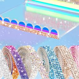 Auto-adesivo Cristal Rhinestone Fita, Fita Adesiva Diamante, DIY Arte Artesanato, Presente Do Telefone Do Carro, Decoração Do Vestuário Do Casamento, 1 Jardas - Image 3