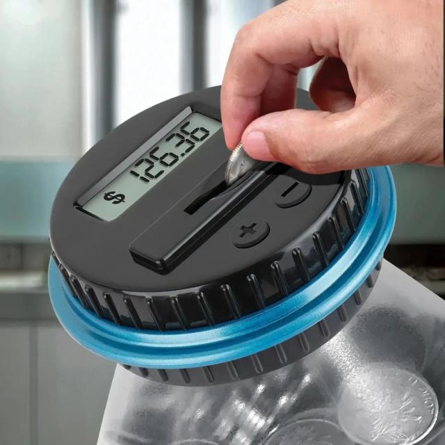 Oukte Cofrinho Eletrônico Contador de Moedas Digital LCD 1.8L para USD/EUR