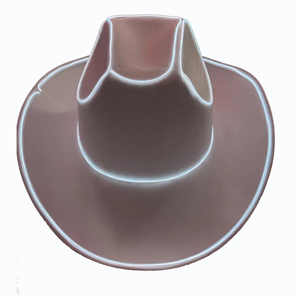 Luz incrível led chapéu de cowboy piscando el fio chapéu led piscando luzes blinky chapéu cowgirl led chapéu de noiva natal casamento - Image 1