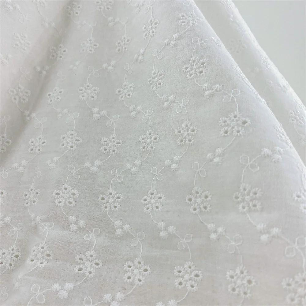 Bordado renda 100% algodão tecido solúvel em água oco pequena flor para costurar vestido roupas diy artesanato artesanal por meio quintal - Image 1