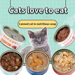 Cat Staple Food Can, Petiscos adultos, Pet Snacks, Comida molhada tunned enlatada, Atum, 170g - Image 2