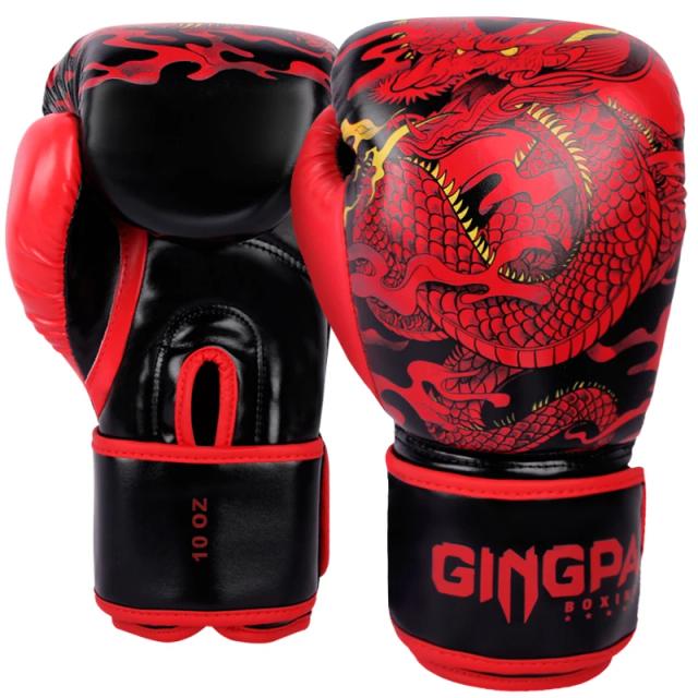 Luvas de Boxe de Couro Duráveis para Treinamento Sanda, Espessadas e Respiráveis, Alta Qualidade - 14oz