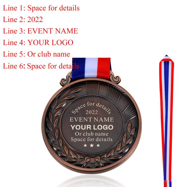Medalha personalizada com seu texto Personalizado 1o 2o 3o Medalhas Esportivas Programas de Prêmio Escolar Eventos Esportivos Celebração Lembrança Presente