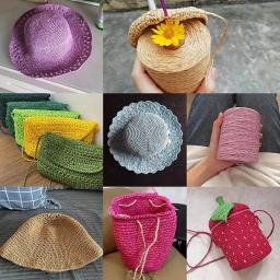 Fio De Palha De Raffia Natural Para Crochet De Malha De Mão, Linhas Coloridas, Fio De Papel Kintting, Chapéu De Cesta DIY, Materiais Artesanais, 280-300m - Image 5