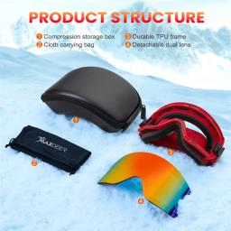 Óculos de esqui magnéticos homens snowboard óculos de camada dupla lente anti-nevoeiro uv400 óculos de neve feminino snowmobile óculos de esqui otg - Image 6