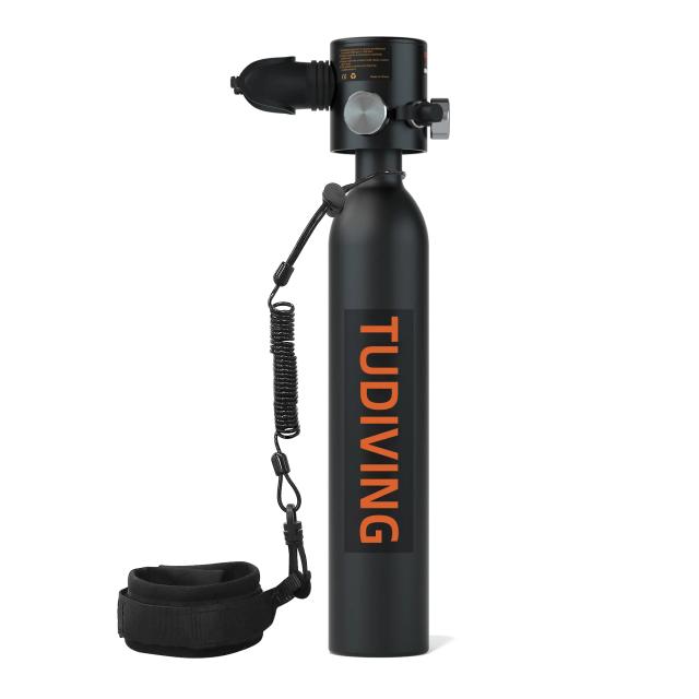 Cilindros de Mergulho Autônomo TUDIVING 0,5L com Suporte Reutilizável para Oxigênio - Respiração Subaquática de 5 a 10 Minutos