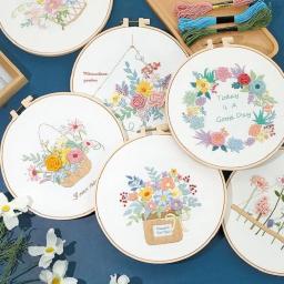 Kit bordado para iniciantes e entusiastas do bordado, inclui paisagem floral, agulhas de rosca, DIY Craft Tool, verão - Image 6
