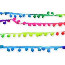 Faixa colorida de renda 20 jardas diy seção colorida pom pom enfeite de renda bola de pelúcia fita artesanal de costura acessório trançado - Image 3