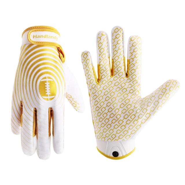 Luvas de Rugby Ajustáveis e Confortáveis com Adesivo Largo e Design Moderno em Ouro Branco e Elástico
