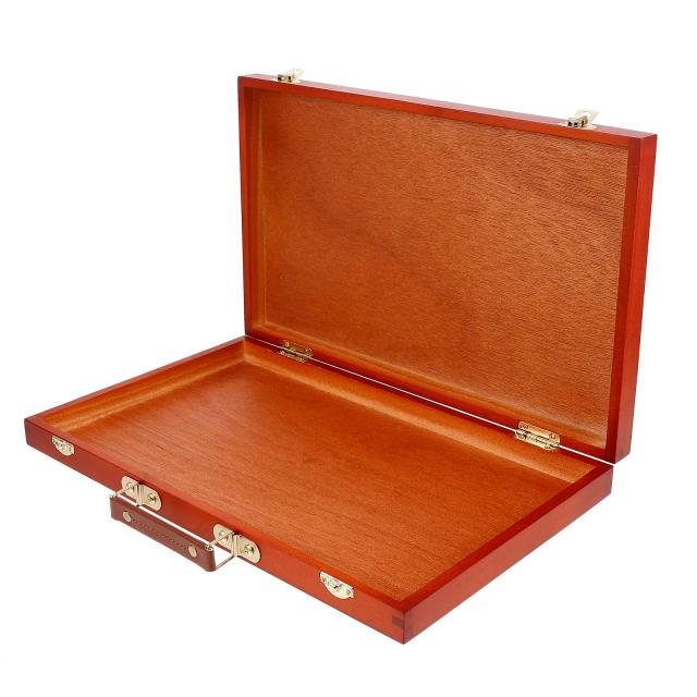 Caixa de Pintura de Madeira Luxuosa com Compartimentos para Canetas e Materiais, Ideal para Aquarela e Pintura a Óleo