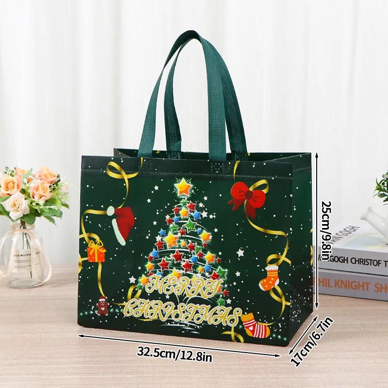 Sacos de presente de natal papai noel elk floco de neve impressão bolsa presentes de natal embrulho suprimentos feliz natal sacolas - Image 1