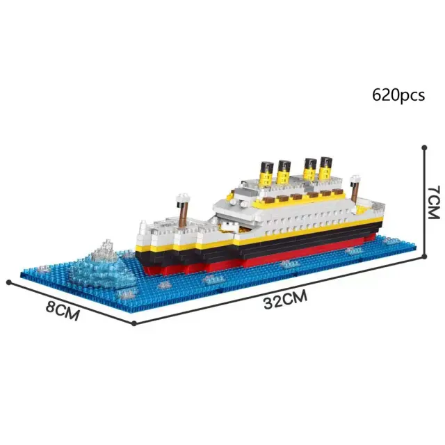 Modelo 3D Titanic Micro Mini Kit de Construção em Tijolos - Presente Único e Decoração para Amantes de Modelos Históricos