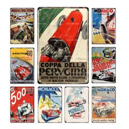 Monaco corrida estanho sinais placa de metal garagem barra parede casa loja arte decoração do vintage ferro pintura poster casa cuadros - Image 1