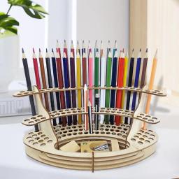 Escova de madeira Organizador Titular, Capacidade Rack para Artistas, Lápis, Lápis, Escova, Suporte, 140 Buracos - Image 2