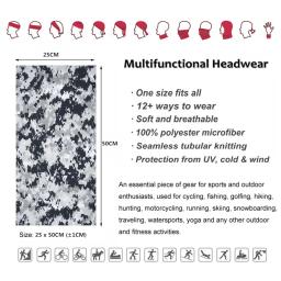 Máscara facial de esportes ao ar livre para homens e mulheres, bandana, capa do pescoço, polainas, branco, cinza, ciclismo, caminhadas, corrida, bandana, lenço, gorro, cor clara - Image 2