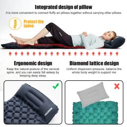 PACOONE-Colchão Inflável com Travesseiros, Almofada de Dormir, Ultraleve Air Mat, Built-in Bomba Inflator, Camping ao ar livre, Caminhadas, Viagem - Image 4