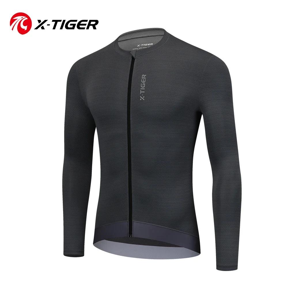 X-TIGER camisa de ciclismo masculina outono três bolsos reflexivo jaqueta ciclismo esporte mountain bike camisa ciclismo manga longa - Image 1