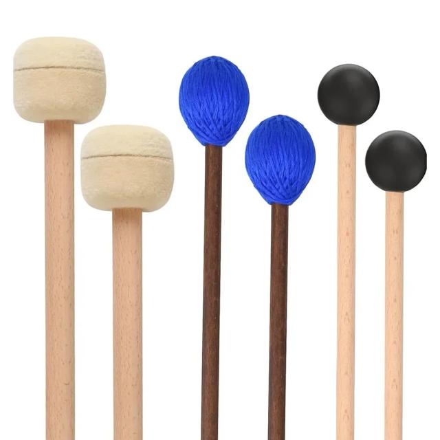 Conjunto Profissional de Baquetas para Percussão: Baquetas de Marcha, Marimba e Xilofone em Borracha, 3 Pares Inclusos