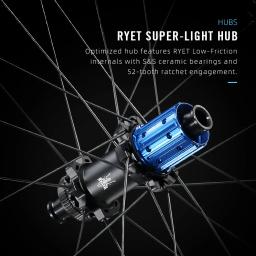 Ryet cascalho carbono bicicleta rodado 52t super leve 1280g cubos de cerâmica pilar raios tubeless pronto rodas bicicleta ciclismo jantes - Image 6
