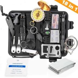Kit de sobrevivência de emergência para viagens ao ar livre, Mini Camping Tools, Kit de emergência, apito e faca, sobrevivência e faca - Image 1
