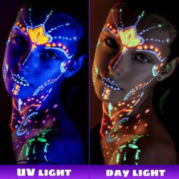 Tinta fluorescente de néon para rosto e corpo, pintura UV brilho para festa de Halloween, maquiagem cosplay para crianças, arte corporal, festival - Image 2