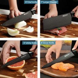 Conjunto de facas de cozinha em aço inoxidável Faca de chef forjada Tesoura Descascador de cerâmica Escultura Paring Knife Ferramentas Cleaver Case de presente - Image 5