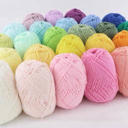 Fio de algodão macio e quente, fios de crochê, tricô, artesanato DIY, suéter, chapéu, bebê, tricô manual, atacado, 50g por conjunto - Image 5