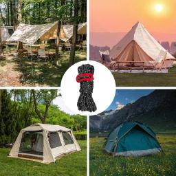 Corda Tenda Guyline Multifunções, Corredores Reflexivos, Guy Lines, Cabo Paracord, Esportes ao ar livre, Camping, Caminhadas Acessórios, 4m, 4mm - Image 5