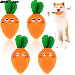 Squeaky Cenoura Plush Dog Toys, Soft Stuffed Chew Toys, Pet Shop interativo, cães pequenos e médios, cuidados dentários - Image 1