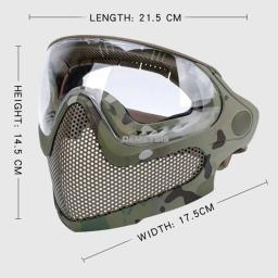 Máscara tática com malha de aço Airsoft Paintball Máscara facial completa adequada para capacete rápido com óculos de proteção para os olhos 3 lentes - Image 2