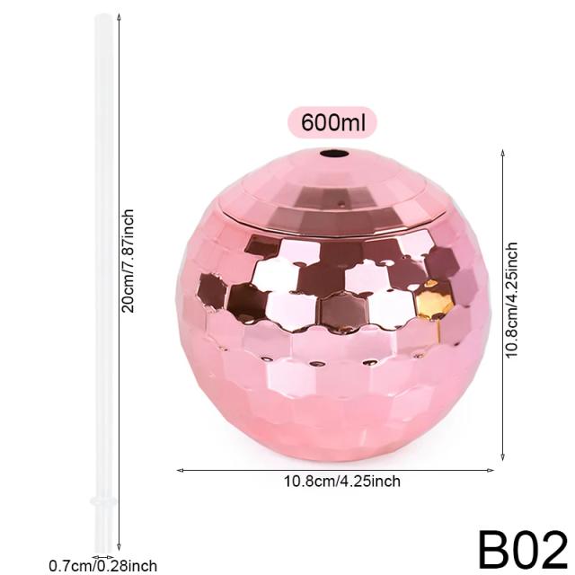 Copo de Palha Criativo em Forma de Esfera Brilhante para Bebidas Reutilizável – Ideal para Vinho, Suco e Café em Festas e Decoração de Bar