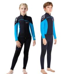 Fato de mergulho em neoprene infantil completo, maiô profissional de 2 peças para natação, surf e praia, mantém-se quente, 2,5mm - Image 4