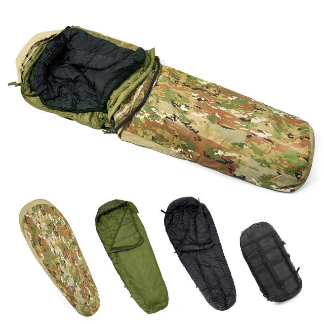 Sacos de Dormir Akmax para Exército Modular Militar com Sistema Multi Camada e Capa Bivy para Todas as Estações - Estampa Woodland/Multicam