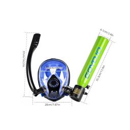 Tanque de mergulho com máscara de snorkel 0,5L Mini Polmões portáteis Cilindro de oxigênio Máscara de mergulho facial completo Sistema de respiração subaquática - Image 6